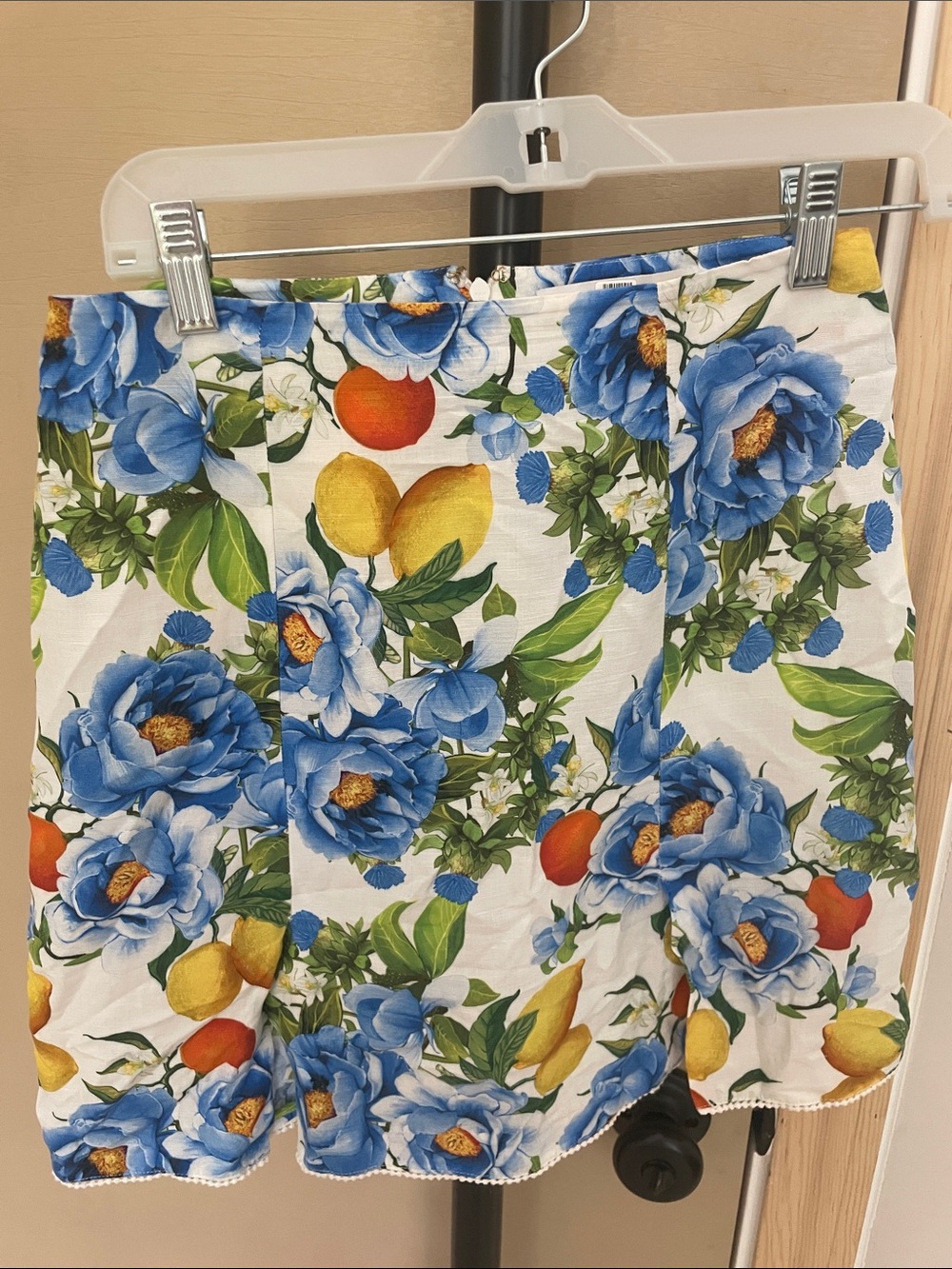 Borgo De Nor Blue & White Floral and Lemon Mini Skirt